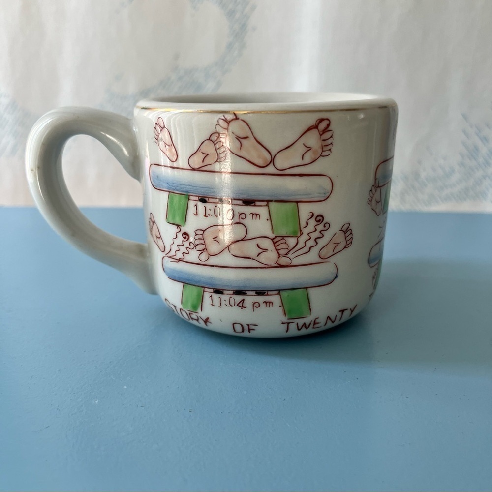 VINTAGE whimsy coffee mug twenty toes in twenty minutes humor gift